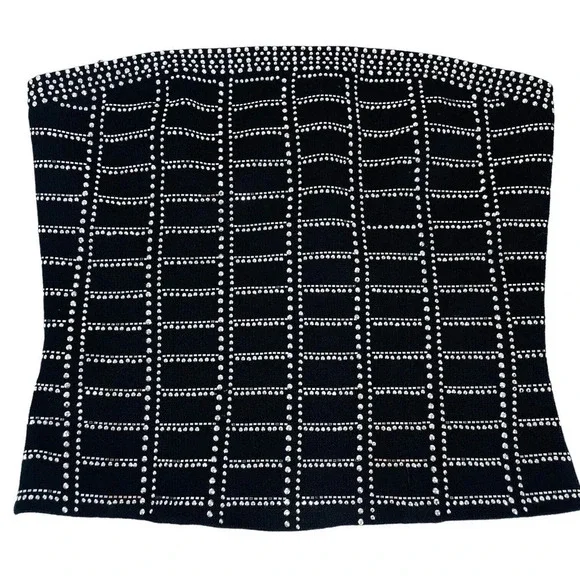 St John Evening Knit Jewels Strapless Top Back Zip Medium - Picture 2 of 9